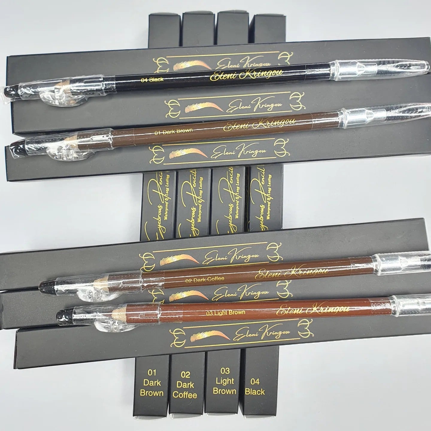 Eyebrows Pencil with Sharpener & Brush - Waterproof & Long Lasting